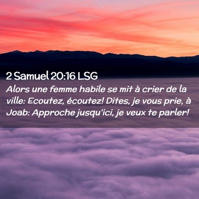 Picture 02 - 2 Samuel 20:16 LSG - Alors une femme habile se mit à crier de la - Bible Verse Picture