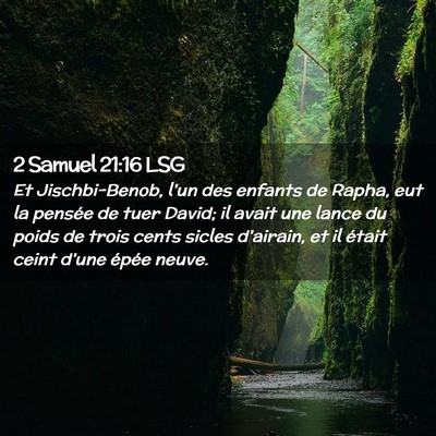 Picture 02 - 2 Samuel 21:16 LSG - Et Jischbi-Benob, l'un des enfants de Rapha, eut - Bible Verse Picture