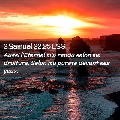 Picture 02 - 2 Samuel 22:25 LSG - Aussi l'Eternel m'a rendu selon ma droiture, - Bible Verse Picture