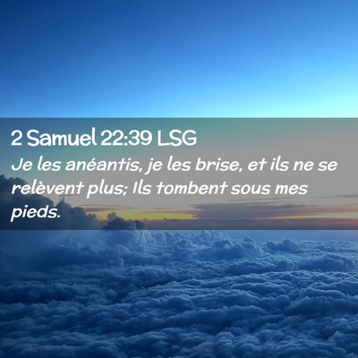 Picture 02 - 2 Samuel 22:39 LSG - Je les anéantis, je les brise, et ils ne se - Bible Verse Picture