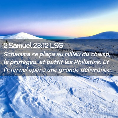 Picture 02 - 2 Samuel 23:12 LSG - Schamma se plaça au milieu du champ, le - Bible Verse Picture