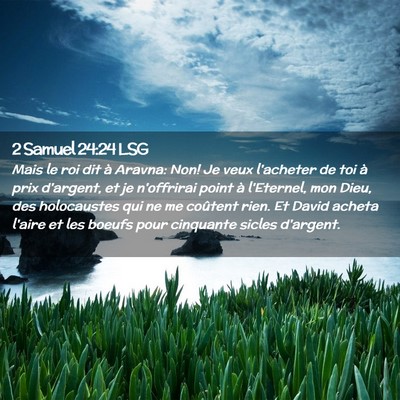 Picture 02 - 2 Samuel 24:24 LSG - Mais le roi dit à Aravna: Non! Je veux l'acheter - Bible Verse Picture