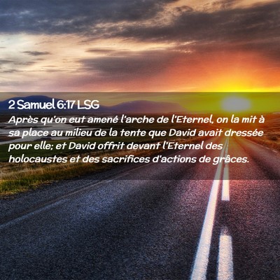Picture 02 - 2 Samuel 6:17 LSG - Après qu'on eut amené l'arche de l'Eternel, on - Bible Verse Picture