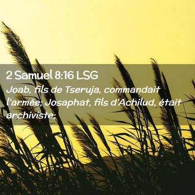 Picture 02 - 2 Samuel 8:16 LSG - Joab, fils de Tseruja, commandait l'armée; - Bible Verse Picture