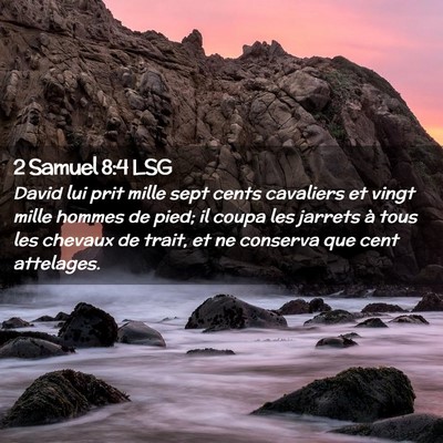 Picture 02 - 2 Samuel 8:4 LSG - David lui prit mille sept cents cavaliers et - Bible Verse Picture
