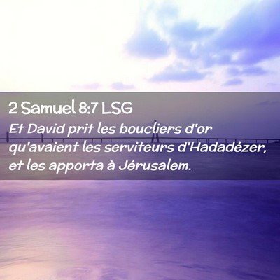 Picture 02 - 2 Samuel 8:7 LSG - Et David prit les boucliers d'or qu'avaient les - Bible Verse Picture