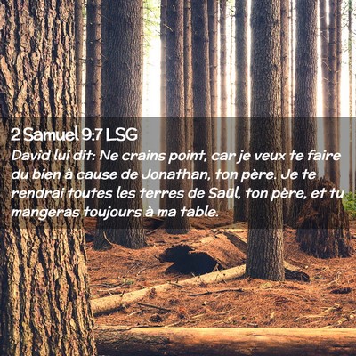 Picture 02 - 2 Samuel 9:7 LSG - David lui dit: Ne crains point, car je veux te - Bible Verse Picture
