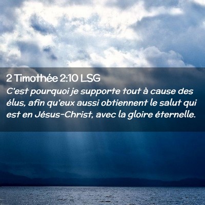 Picture 02 - 2 Timothée 2:10 LSG - C'est pourquoi je supporte tout à cause des - Bible Verse Picture