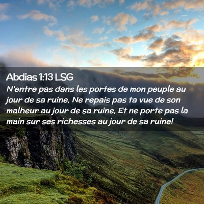 Picture 02 - Abdias 1:13 LSG - N'entre pas dans les portes de mon peuple au jour - Bible Verse Picture