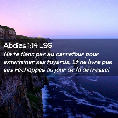 Picture 02 - Abdias 1:14 LSG - Ne te tiens pas au carrefour pour exterminer ses - Bible Verse Picture