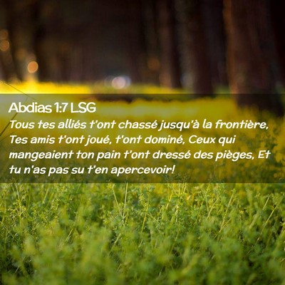 Picture 02 - Abdias 1:7 LSG - Tous tes alliés t'ont chassé jusqu'à la - Bible Verse Picture