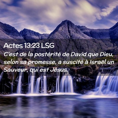 Picture 02 - Actes 13:23 LSG - C'est de la postérité de David que Dieu, selon - Bible Verse Picture