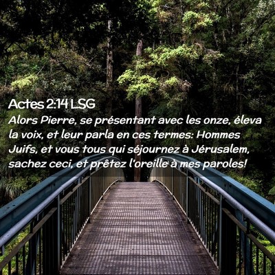 Picture 02 - Actes 2:14 LSG - Alors Pierre, se présentant avec les onze, - Bible Verse Picture