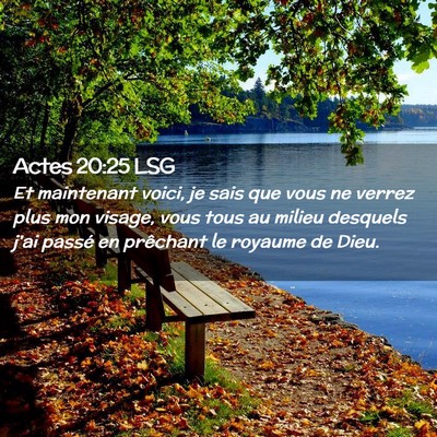 Picture 02 - Actes 20:25 LSG - Et maintenant voici, je sais que vous ne verrez - Bible Verse Picture