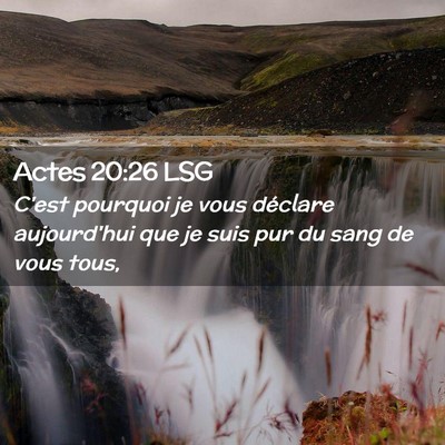Picture 02 - Actes 20:26 LSG - C'est pourquoi je vous déclare aujourd'hui que - Bible Verse Picture