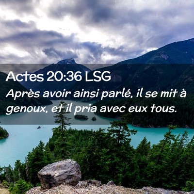Picture 02 - Actes 20:36 LSG - Après avoir ainsi parlé, il se mit à genoux, - Bible Verse Picture