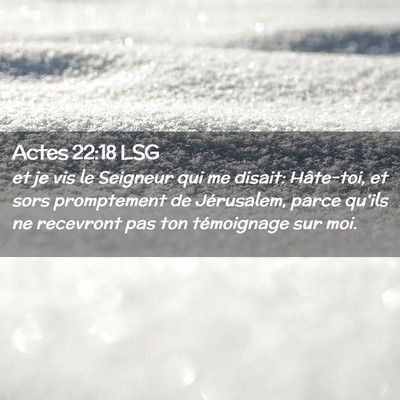 Picture 02 - Actes 22:18 LSG - et je vis le Seigneur qui me disait: Hâte-toi, - Bible Verse Picture
