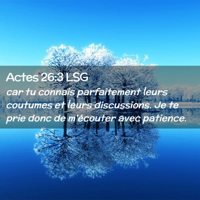 Picture 02 - Actes 26:3 LSG - car tu connais parfaitement leurs coutumes et - Bible Verse Picture