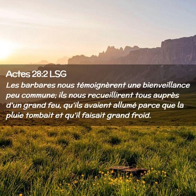 Picture 02 - Actes 28:2 LSG - Les barbares nous témoignèrent une - Bible Verse Picture