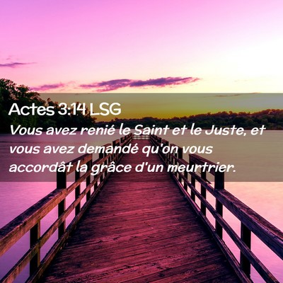 Picture 02 - Actes 3:14 LSG - Vous avez renié le Saint et le Juste, et vous - Bible Verse Picture