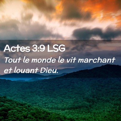 Picture 02 - Actes 3:9 LSG - Tout le monde le vit marchant et louant - Bible Verse Picture