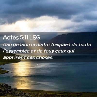 Picture 02 - Actes 5:11 LSG - Une grande crainte s'empara de toute l'assemblée - Bible Verse Picture