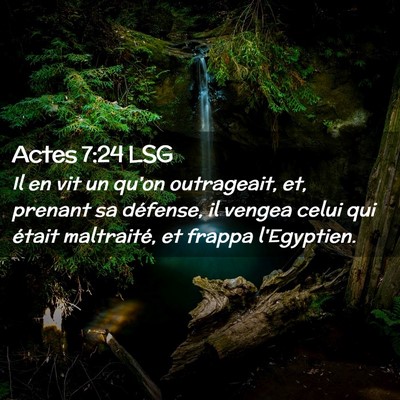 Picture 02 - Actes 7:24 LSG - Il en vit un qu'on outrageait, et, prenant sa - Bible Verse Picture