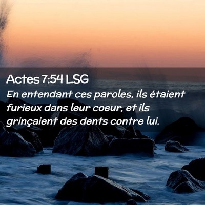Picture 02 - Actes 7:54 LSG - En entendant ces paroles, ils étaient furieux - Bible Verse Picture