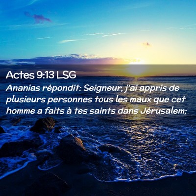 Picture 02 - Actes 9:13 LSG - Ananias répondit: Seigneur, j'ai appris de - Bible Verse Picture