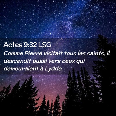 Picture 02 - Actes 9:32 LSG - Comme Pierre visitait tous les saints, il - Bible Verse Picture