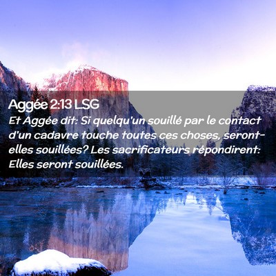 Picture 02 - Aggée 2:13 LSG - Et Aggée dit: Si quelqu'un souillé par le - Bible Verse Picture