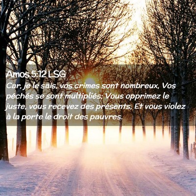 Picture 02 - Amos 5:12 LSG - Car, je le sais, vos crimes sont nombreux, Vos - Bible Verse Picture