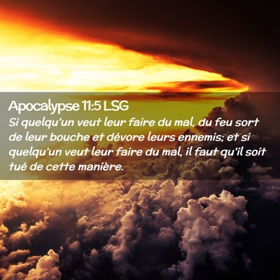 Picture 02 - Apocalypse 11:5 LSG - Si quelqu'un veut leur faire du mal, du feu sort - Bible Verse Picture