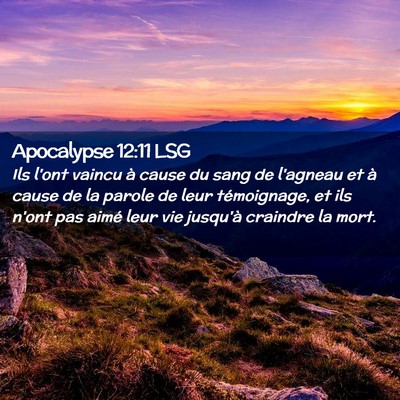 Picture 02 - Apocalypse 12:11 LSG - Ils l'ont vaincu à cause du sang de l'agneau et - Bible Verse Picture