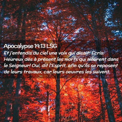 Picture 02 - Apocalypse 14:13 LSG - Et j'entendis du ciel une voix qui disait: Ecris: - Bible Verse Picture