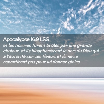 Picture 02 - Apocalypse 16:9 LSG - et les hommes furent brûlés par une grande - Bible Verse Picture