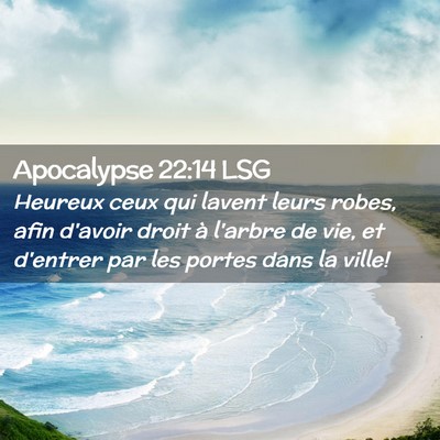 Picture 02 - Apocalypse 22:14 LSG - Heureux ceux qui lavent leurs robes, afin d'avoir - Bible Verse Picture