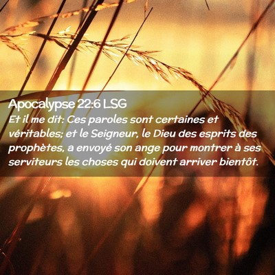 Picture 02 - Apocalypse 22:6 LSG - Et il me dit: Ces paroles sont certaines et - Bible Verse Picture