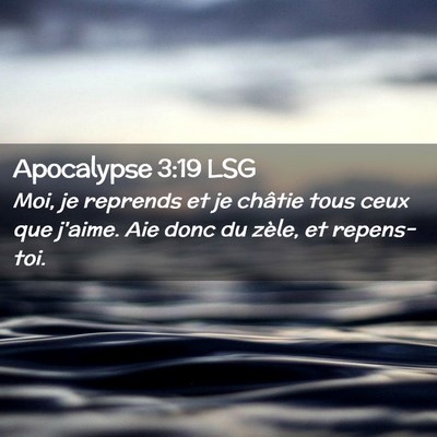 Picture 02 - Apocalypse 3:19 LSG - Moi, je reprends et je châtie tous ceux que - Bible Verse Picture