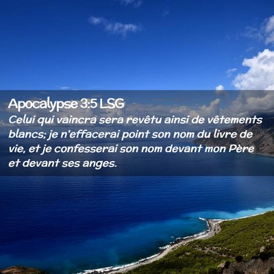 Picture 02 - Apocalypse 3:5 LSG - Celui qui vaincra sera revêtu ainsi de - Bible Verse Picture