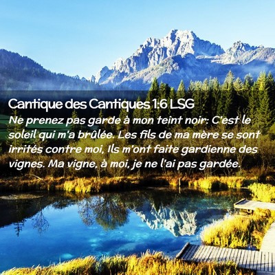 Picture 02 - Cantique des Cantiques 1:6 LSG - Ne prenez pas garde à mon teint noir: C'est le - Bible Verse Picture