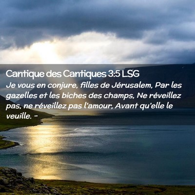 Picture 02 - Cantique des Cantiques 3:5 LSG - Je vous en conjure, filles de Jérusalem, Par les - Bible Verse Picture