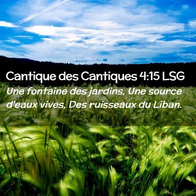 Picture 02 - Cantique des Cantiques 4:15 LSG - Une fontaine des jardins, Une source d'eaux - Bible Verse Picture