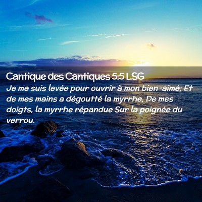 Picture 02 - Cantique des Cantiques 5:5 LSG - Je me suis levée pour ouvrir à mon bien-aimé; - Bible Verse Picture