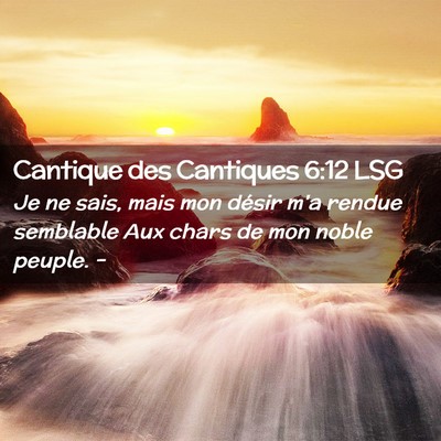 Picture 02 - Cantique des Cantiques 6:12 LSG - Je ne sais, mais mon désir m'a rendue semblable - Bible Verse Picture
