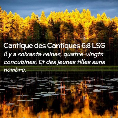 Picture 02 - Cantique des Cantiques 6:8 LSG - Il y a soixante reines, quatre-vingts concubines, - Bible Verse Picture