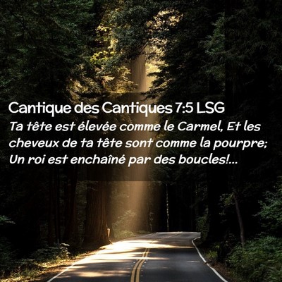 Picture 02 - Cantique des Cantiques 7:5 LSG - Ta tête est élevée comme le Carmel, Et les - Bible Verse Picture