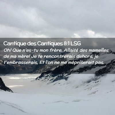 Picture 02 - Cantique des Cantiques 8:1 LSG - Oh! Que n'es-tu mon frère, Allaité des mamelles - Bible Verse Picture