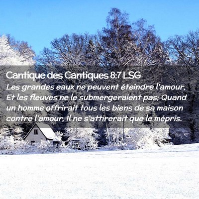 Picture 02 - Cantique des Cantiques 8:7 LSG - Les grandes eaux ne peuvent éteindre l'amour, Et - Bible Verse Picture
