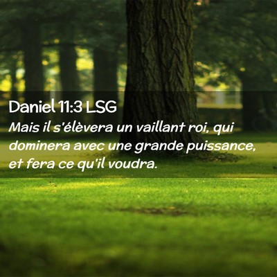 Picture 02 - Daniel 11:3 LSG - Mais il s'élèvera un vaillant roi, qui dominera - Bible Verse Picture